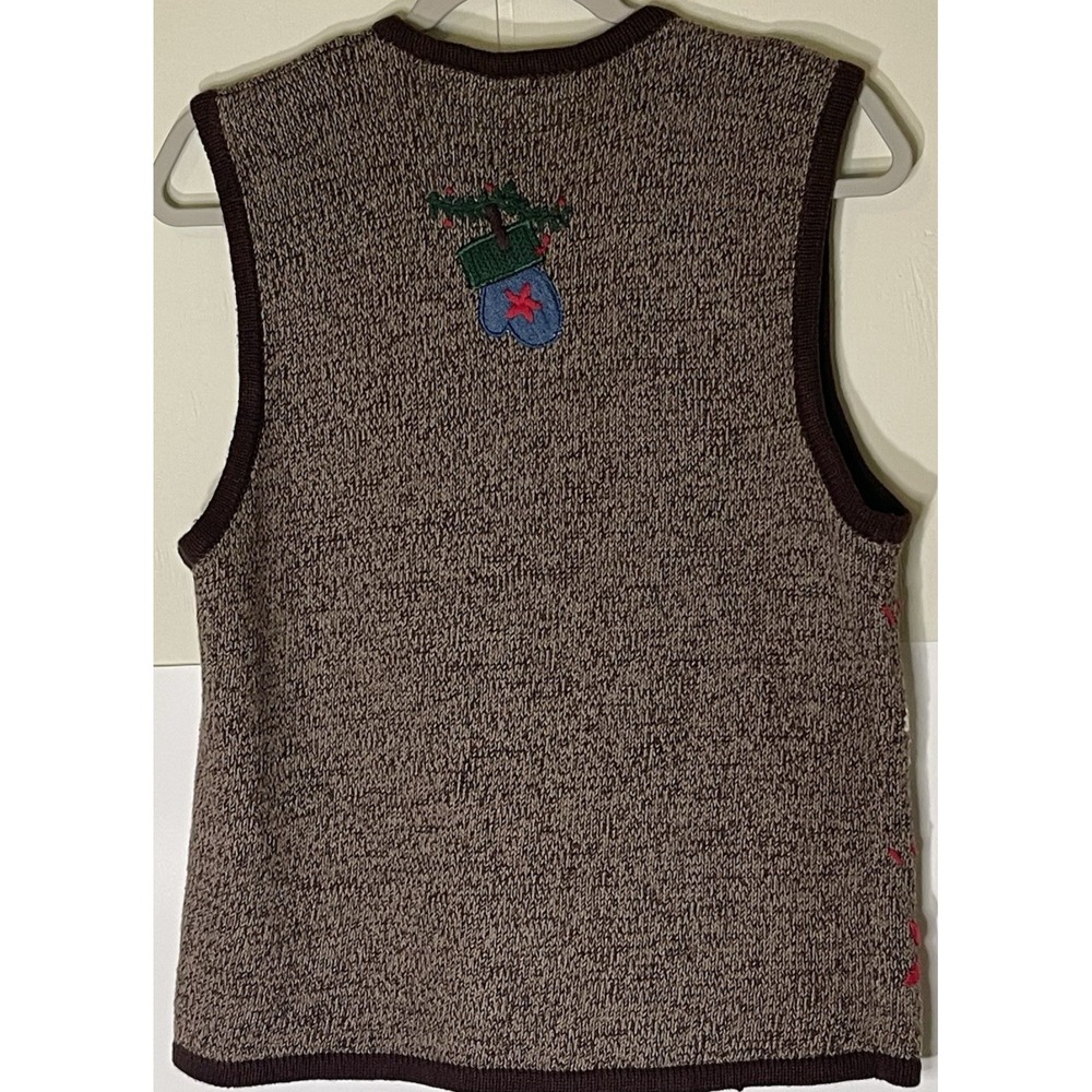 Bobbie Brooks Flax Brown Women's‎ Sweater Vest Size Small-Snowman Theme - Picture 2 of 7